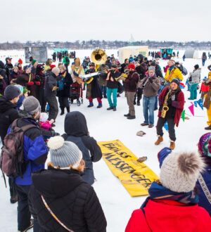 Image of people enjoying Art Shanty Projects on Lake Harriet.