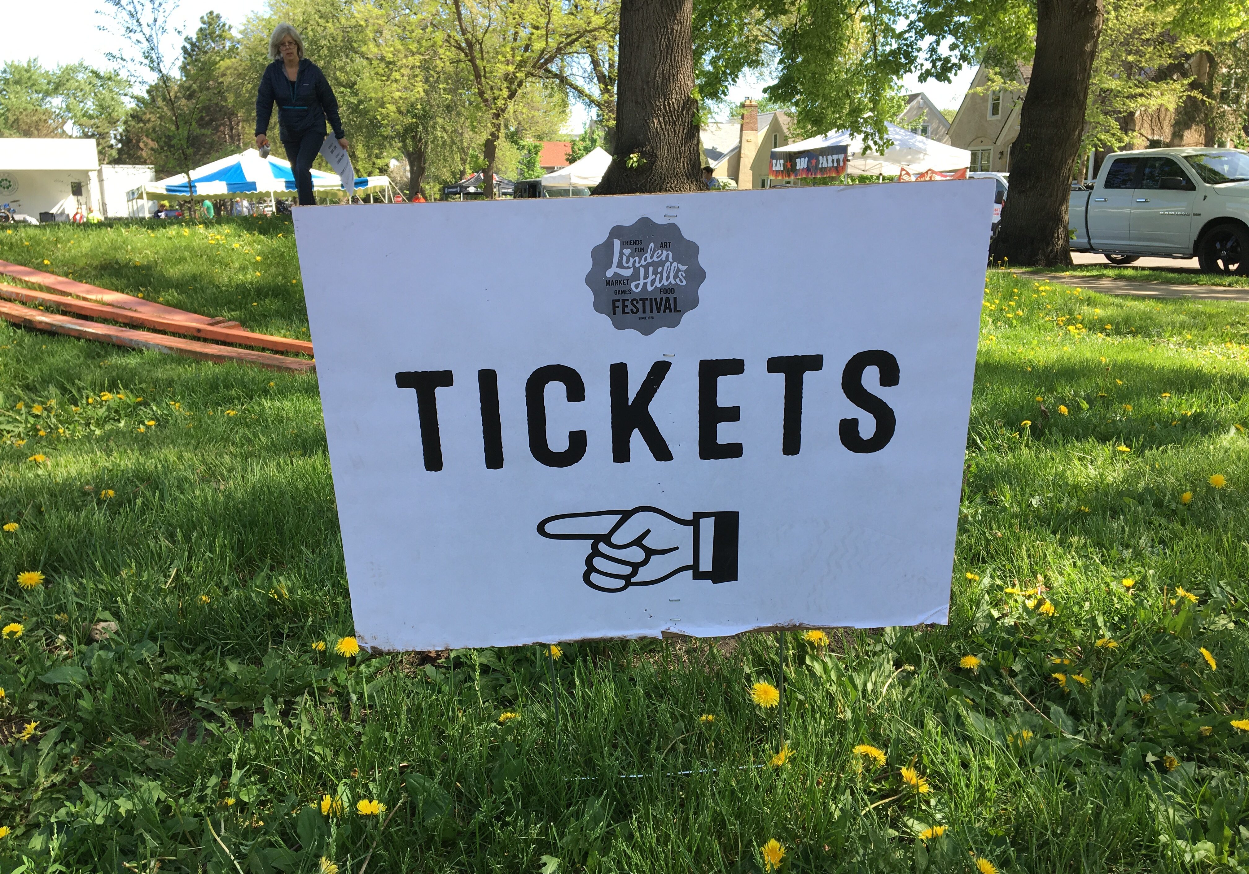 Tickets sign at Linden Hills Festival